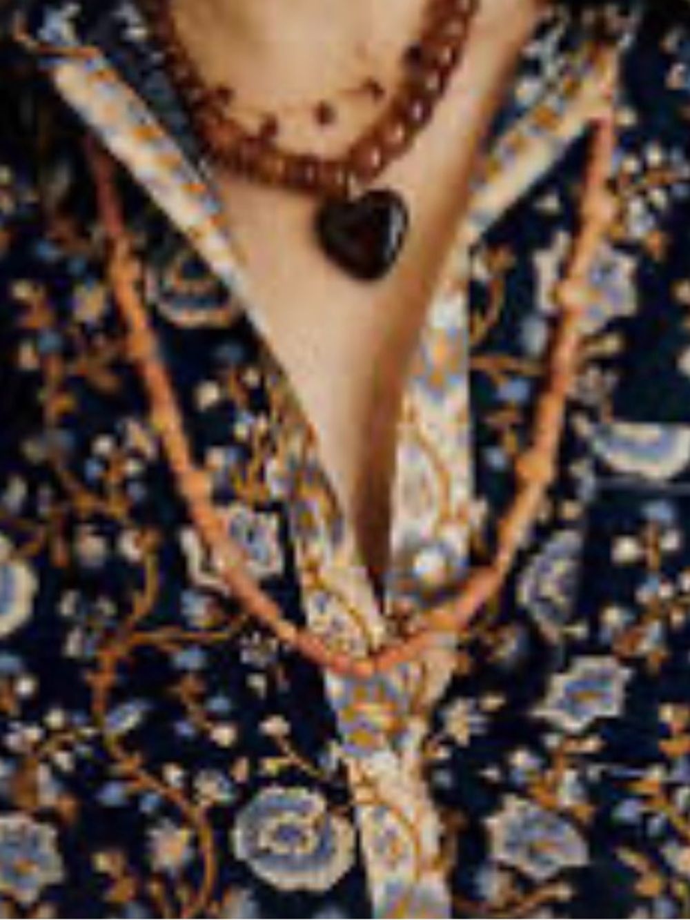 Sézane Floral Button-Up Shirt — Navy, Blue & Tan. Imprime Heather Maxy BNWT😃